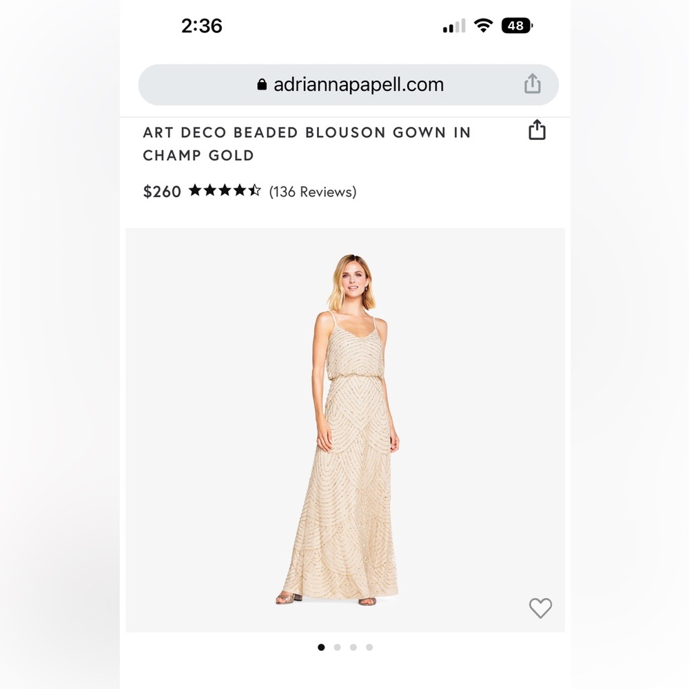 Adrianna papell sequin gold/champagne color dress